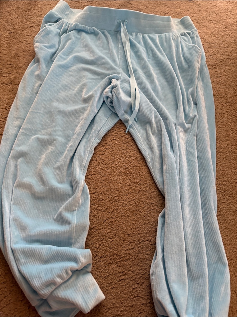 Light Blue VS Velvet Jogger Pants - Soft Pull-On Bottoms